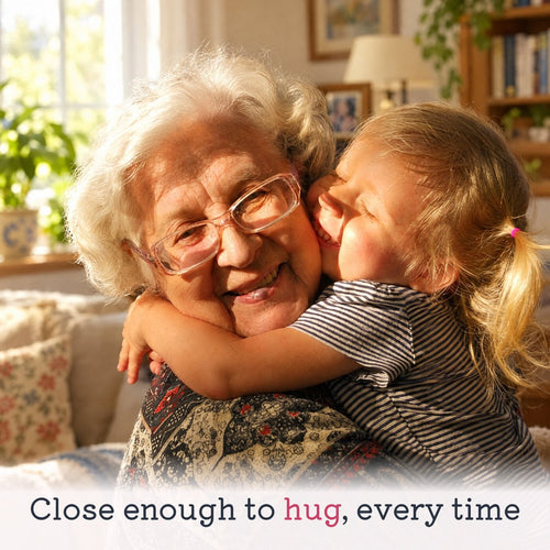 Grandmother hugging her granddaughter