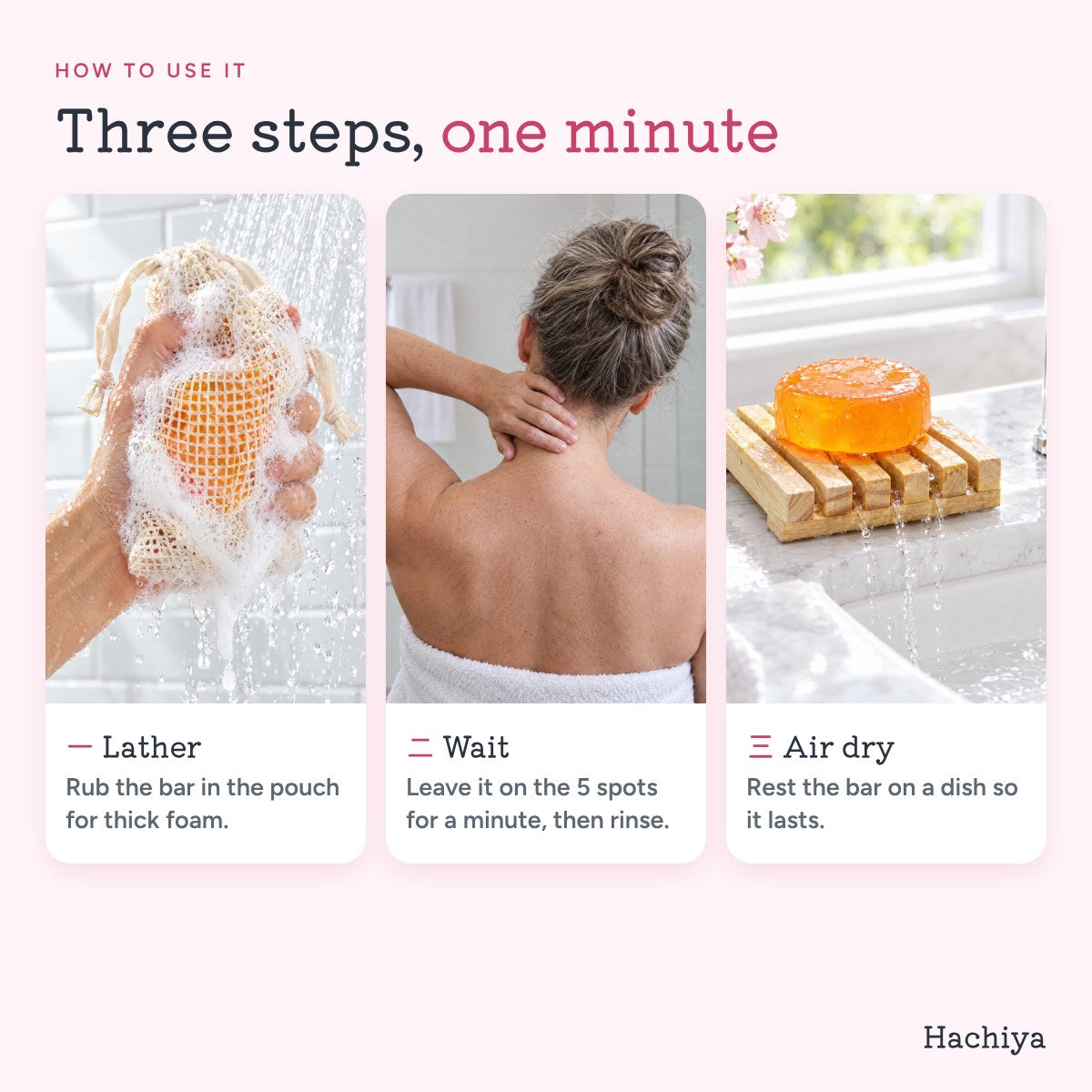 How to use it: lather, wait, air dry